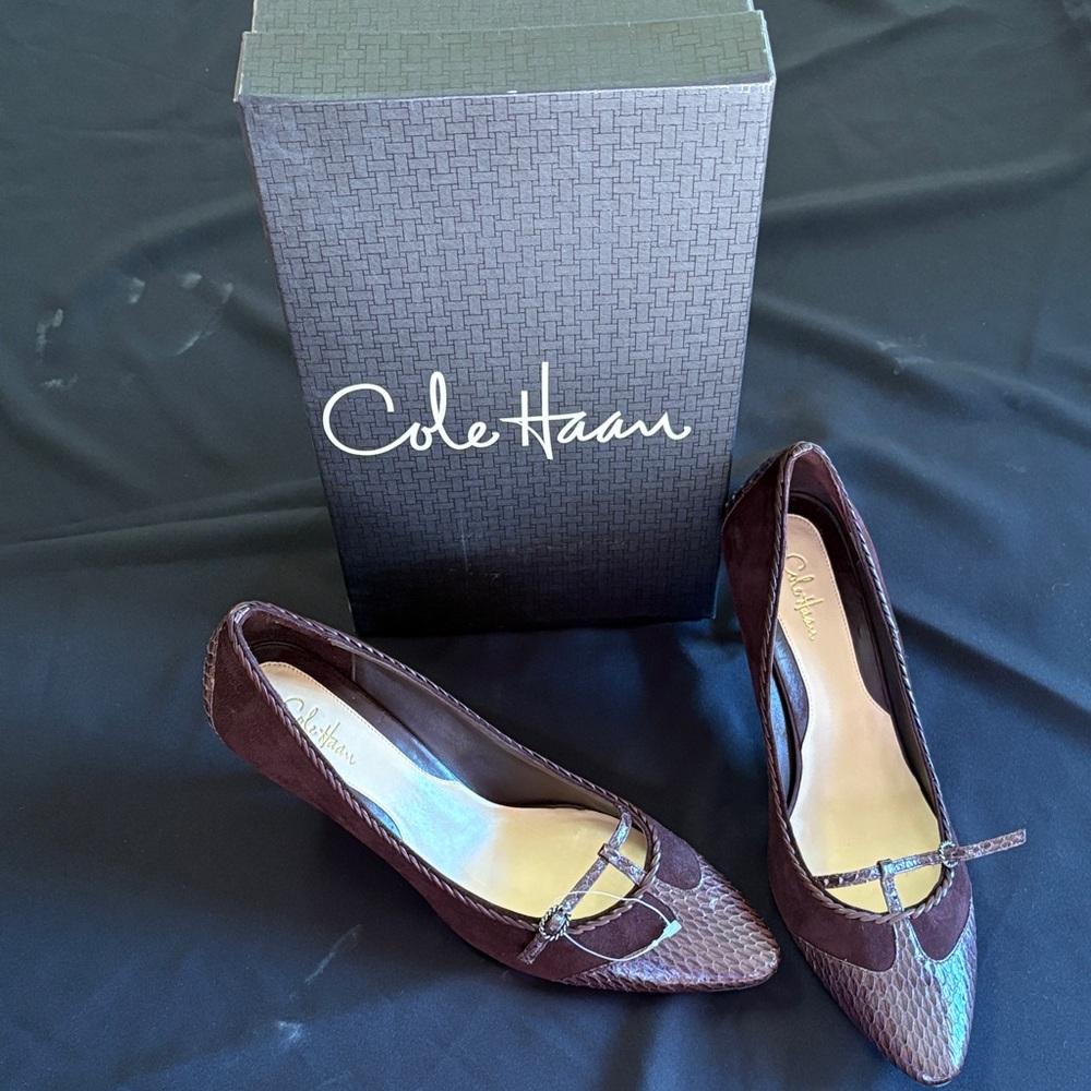 Brand New Cole Haan Women's Brown Suede & Leather Heels